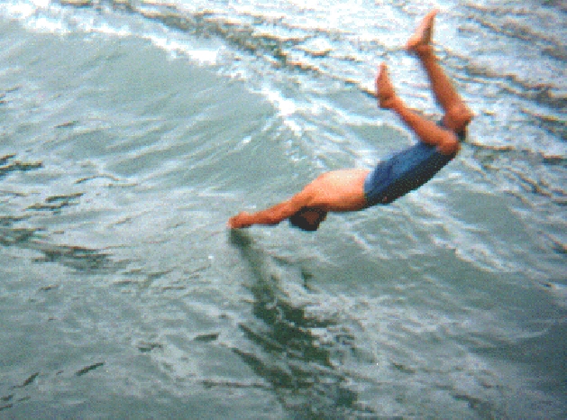 Eu mergulhando em alto mar...