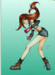 Here's Tifa shovin' her butt in yo' face^^...Heheheh...eh, anyway. The background was done using the 'mask' command with Photostyler 2.0^^...I dunno, I don't draw Tifa much...in fact, this is the only _real_ Tifa drawing I've ever made...hmmm...maybe it's because I think she's a $!U+...who can frigure that 'un out ?_? I mean, she always sticks her chest out...'specially around Cloud^^;;;
