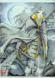 This, everyone, happens to be my favourite piece of all time! I worked very hard on it^_^. It's Alucard on the top of Dracula's castle...in the moonlight...with the wind blowing...and his hair silvered by the light of the mooooon...Oooh, I had fun with this piece...