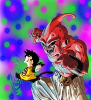 image of Buu chasing Gohan