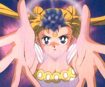 The Moon Princess using her powers to defeat Queen Beryl.